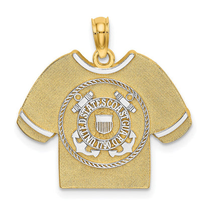 14k Yellow u0026 Rhodium Gold w/Rhodium US COAST GUARD T-Shirt Charm