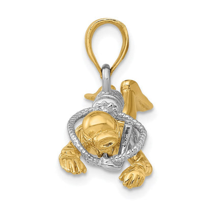 14k Yellow u0026 Rhodium Gold w/Rhodium 3-D Male Scuba Diver Charm