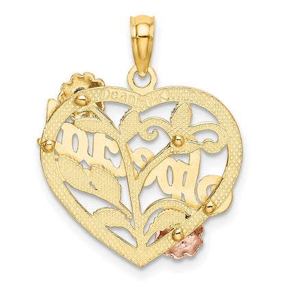 14k Two-tone Gold w/ White Rhodium SPECIAL  On Heart w/ Flower Charm