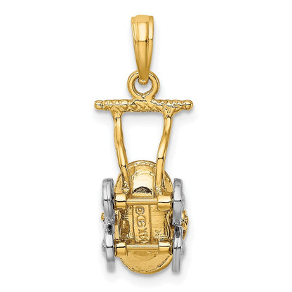 14k Yellow u0026 Rhodium Gold w/ Rhodium 3-D Baby Stroller w/ Moveable Wheels Charm