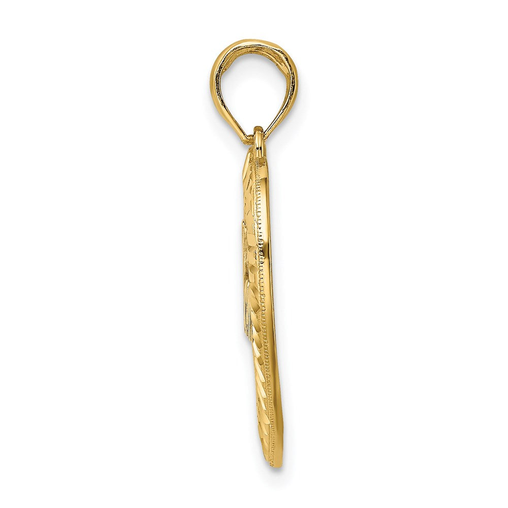14k Yellow & Rhodium Gold w/ Rhodium Diamond-cut Heart MOM Charm