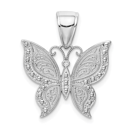 14k White Gold Butterfly Pendant