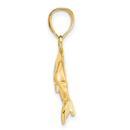 14k Yellow Gold Lab Created Opal Dolphin Pendant