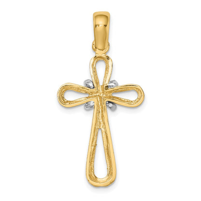 14k Two-tone Gold w/Rhodium Polished  X Center Cross Pendant