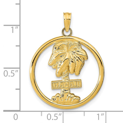 14k Yellow Gold HAWAII Palm Tree Pendant