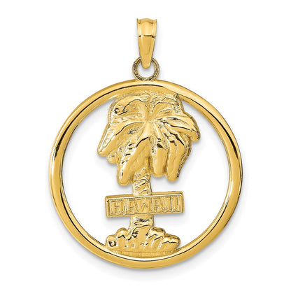 14k Yellow Gold HAWAII Palm Tree Pendant