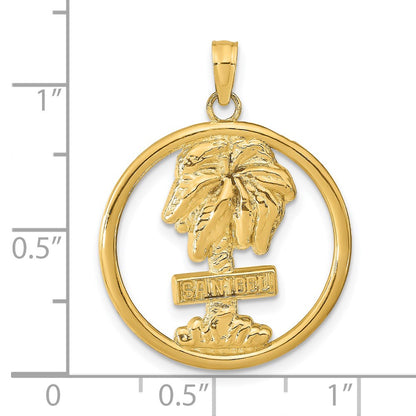 14k Yellow Gold SANIBEL Palm Tree Pendant