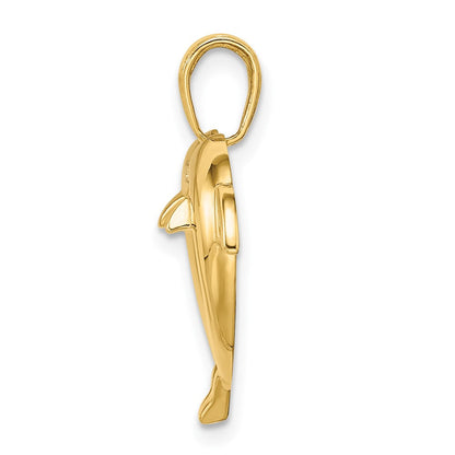 14k Yellow u0026 Rhodium Gold w/Rhodium Double Dolphin Heart Pendant