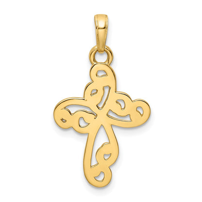 14k Yellow u0026 Rhodium Gold w/Rhodium D/C Cross Pendant