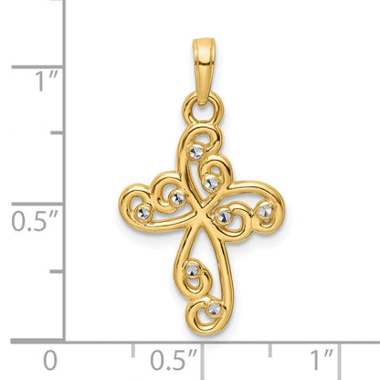 14k Yellow u0026 Rhodium Gold w/Rhodium D/C Cross Pendant