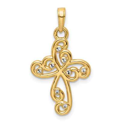 14k Yellow u0026 Rhodium Gold w/Rhodium D/C Cross Pendant
