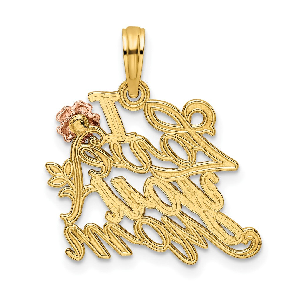 14k Two-tone Gold Rose & Yellow Gold I Love You Mom Pendant