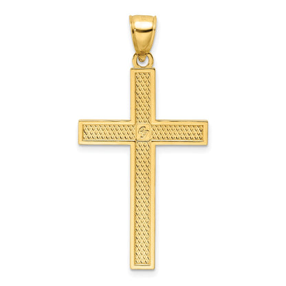 14k Yellow Gold Polished Beaded Cross Pendant