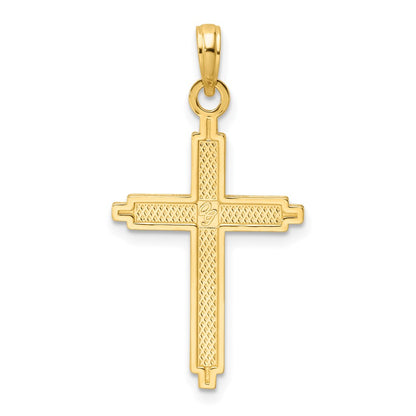 14k Yellow Gold Polished Beaded Cross Pendant