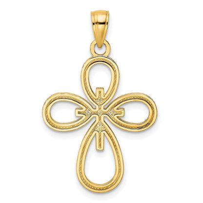 14k Yellow Gold Beaded u0026 Polished Fancy Cross Pendant