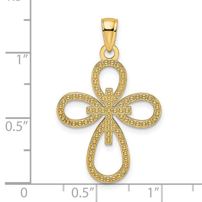 14k Yellow Gold Beaded u0026 Polished Fancy Cross Pendant