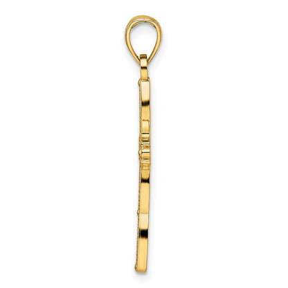 14k Yellow Gold Beaded & Polished Fancy Cross Pendant