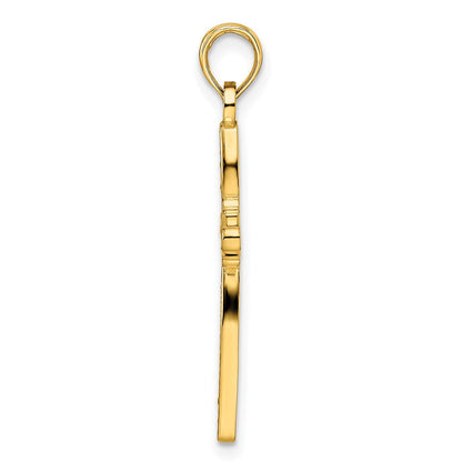 14k Yellow Gold Beaded u0026 Polished Fancy Flower Cross Pendant