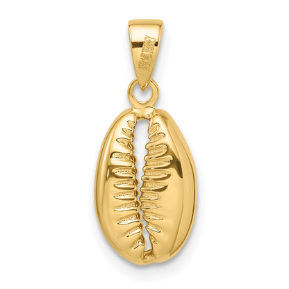 14k Yellow Gold Polished 3D Crowrie Shell Pendant