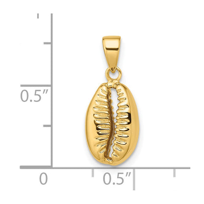 14k Yellow Gold Polished 3D Crowrie Shell Pendant