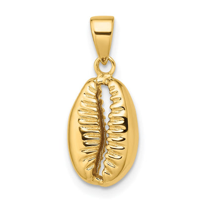 14k Yellow Gold Polished 3D Crowrie Shell Pendant