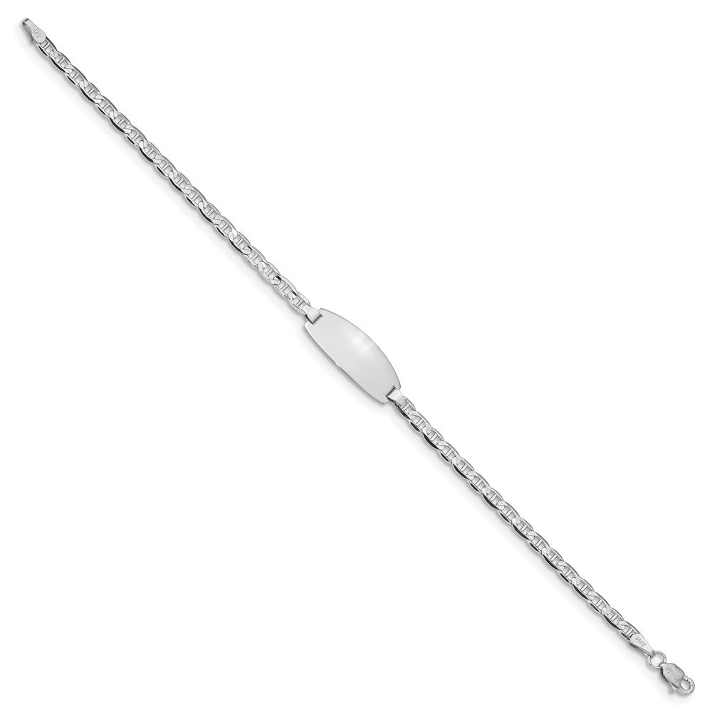 Solid 14K White Gold Oval  Anchor ID Bracelet