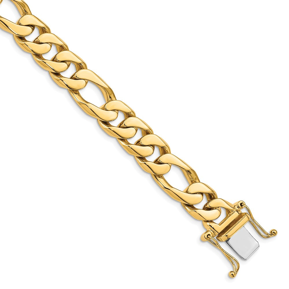 Solid 14K Yellow Gold 24 inch 10mm Hand Polished Figaro Link with Box Catch Clasp Chain Necklace