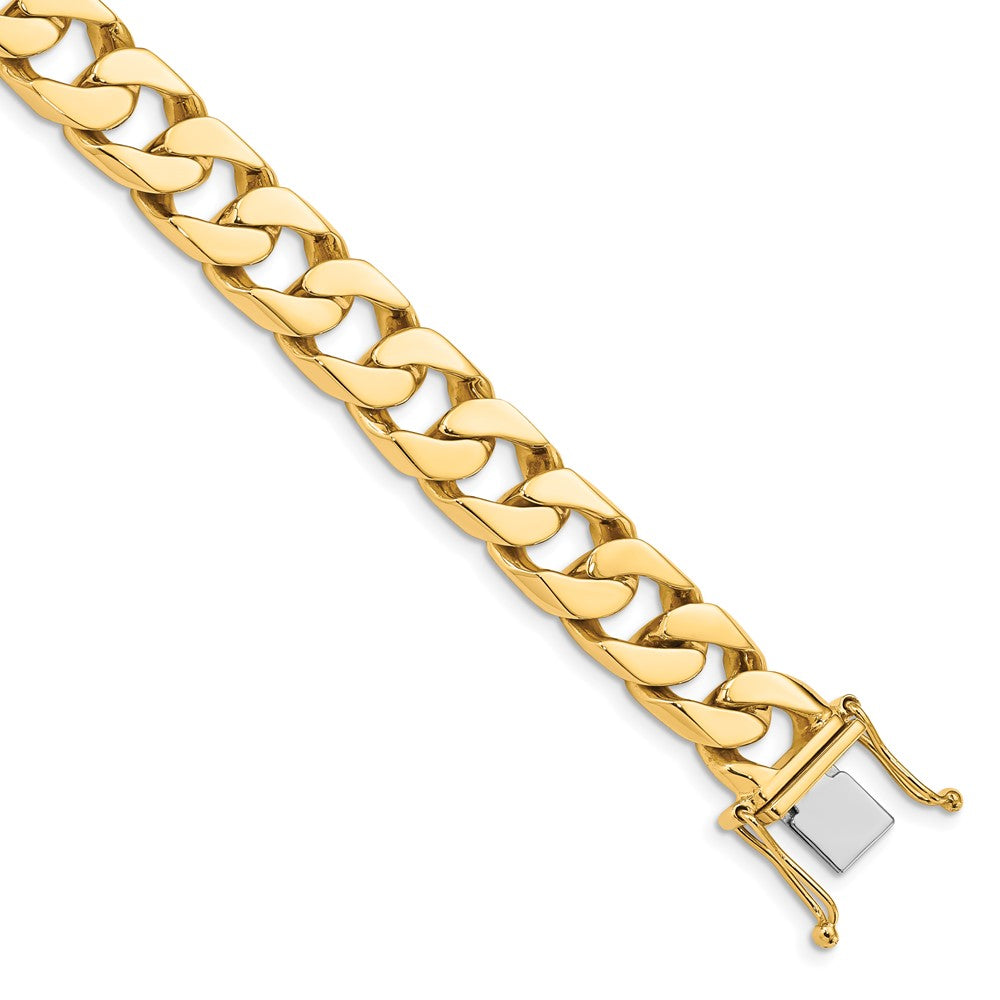 14k Yellow Gold 10.6mm Hand-polished Flat Beveled Curb Chain Necklace