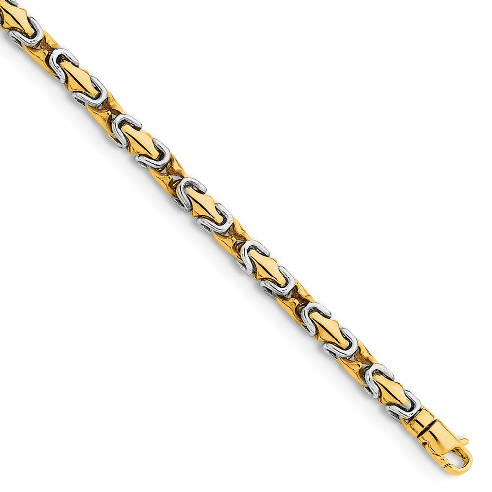14k Two-tone 4.2mm Hand-polished Fancy Link Chain Necklace