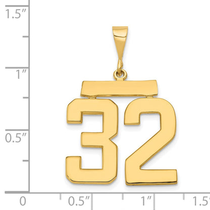 14k Yellow Gold Large Polished Number 32 Pendant