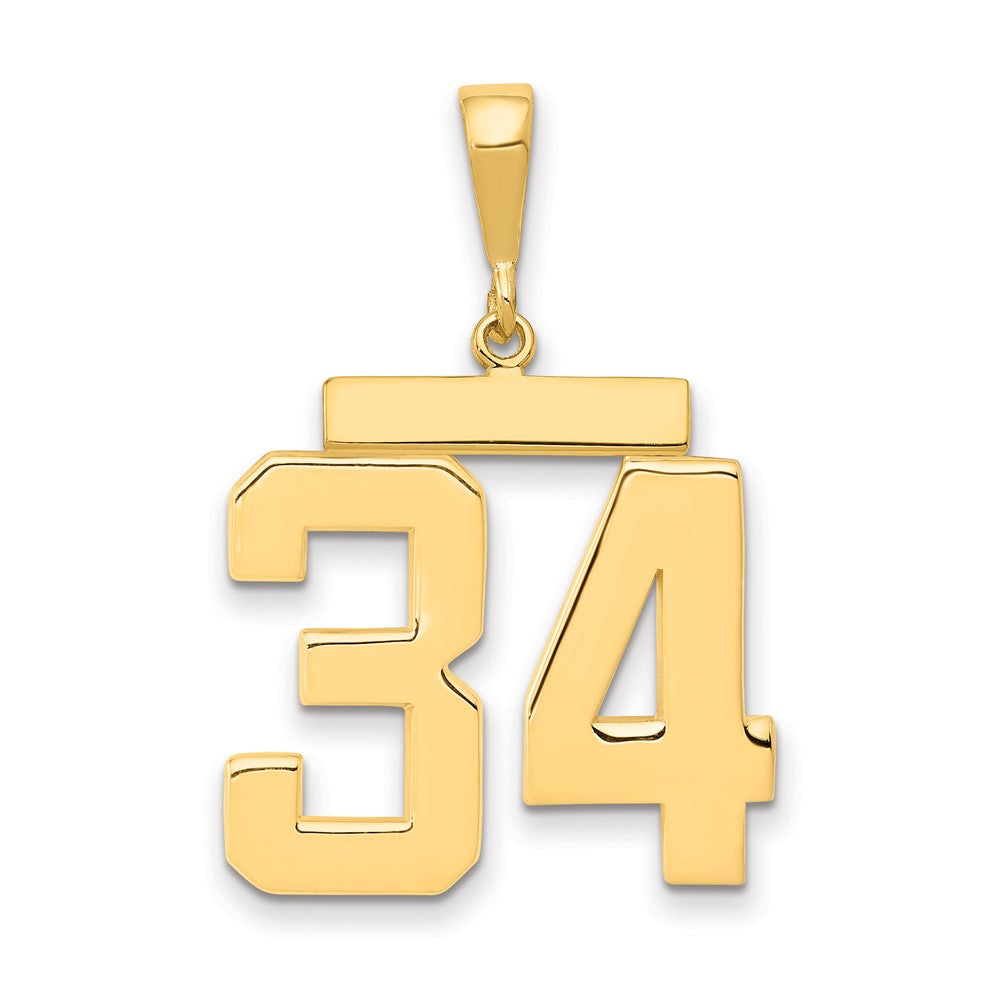 14k Yellow Gold Large Polished Number 34 Charm