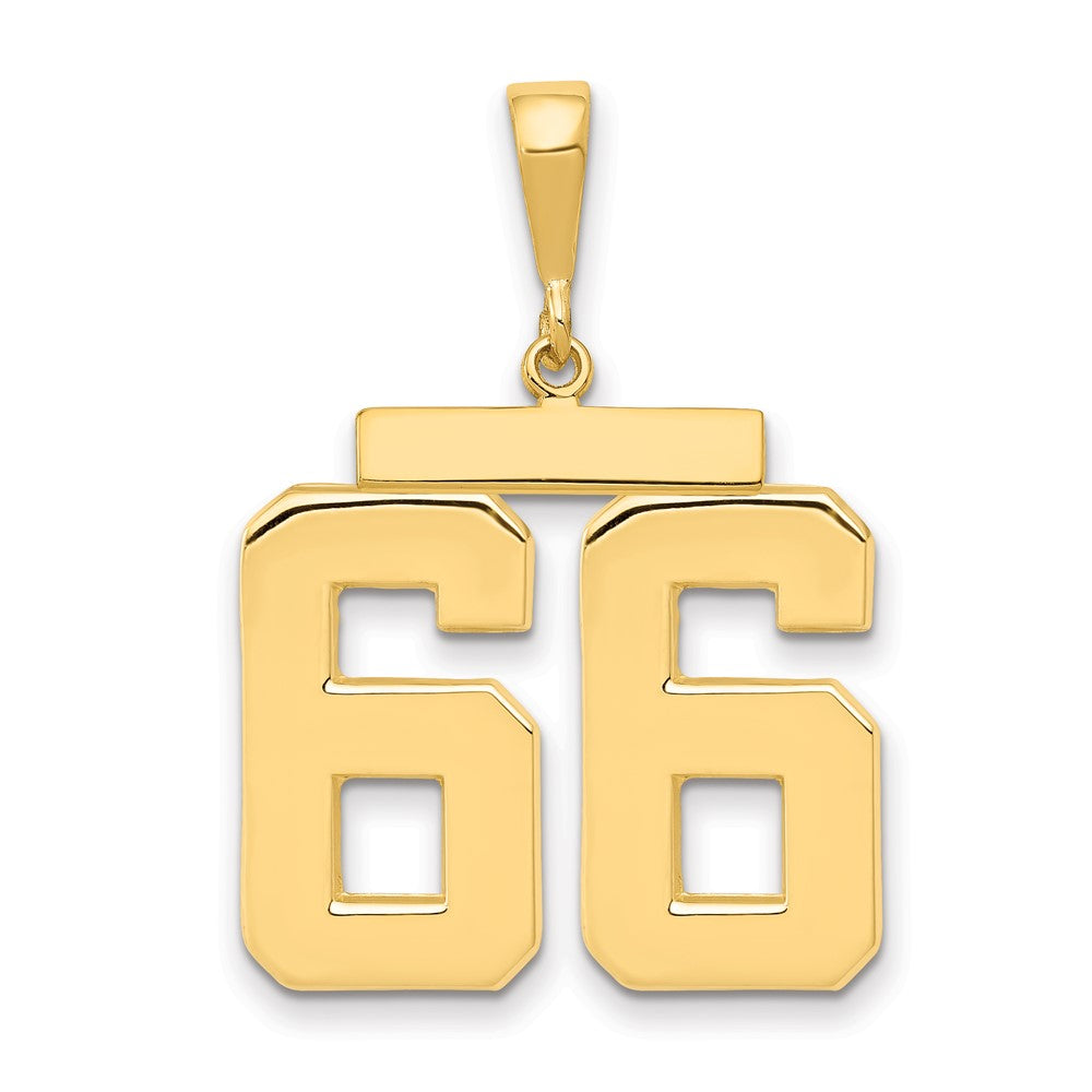 14k Yellow Gold Large Polished Number 66 Charm