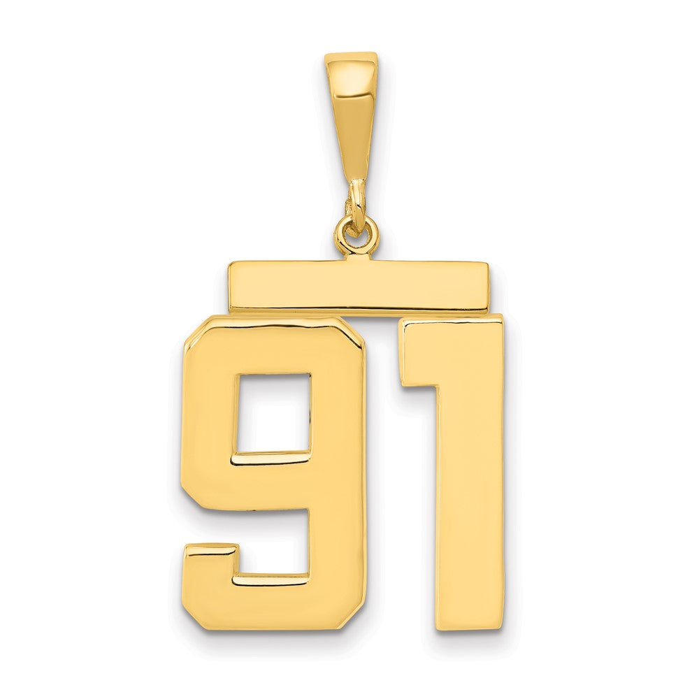 14k Yellow Gold Large Polished Number 91 Charm