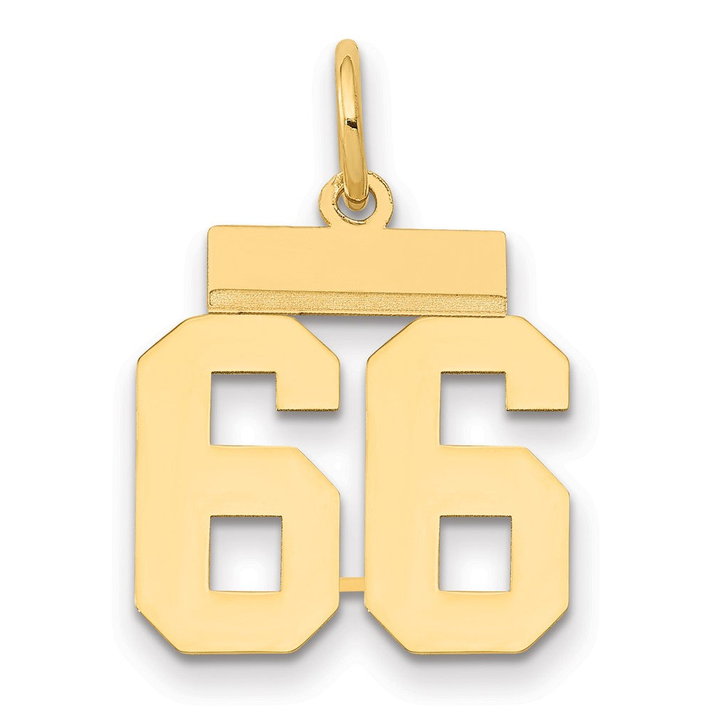 14k Yellow Gold Small Polished Number 66 Charm