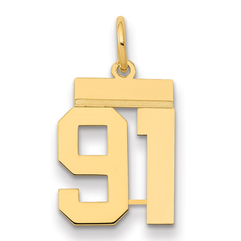 14k Yellow Gold Small Polished Number 91 Charm