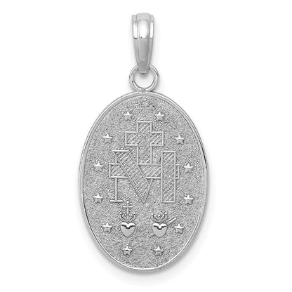 14k White Gold Miraculous Medal Pendant