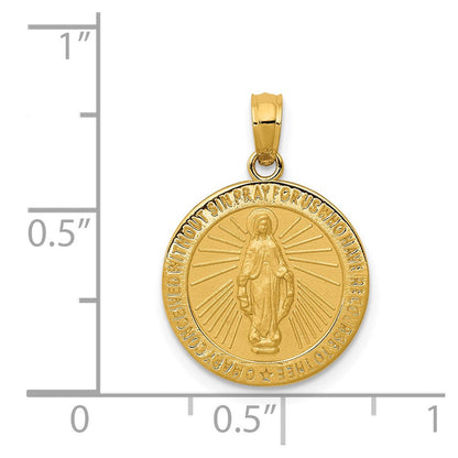 14k Yellow Gold Miraculous Medal Pendant