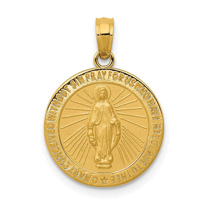 14k Yellow Gold Miraculous Medal Pendant