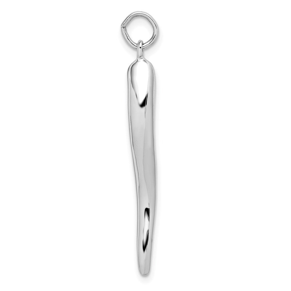 14k White Gold Solid Polished 3-D Large Italian Horn Charm