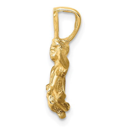 14k Yellow Gold  3D Satin and Diamond-Cut Angel Charm