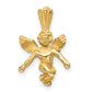 14k Yellow Gold  3D Satin and Diamond-Cut Angel Charm