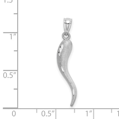 14k White Gold Solid D/C Italian Horn Charm