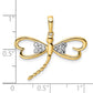 14k Yellow & Rhodium Gold and White Rhodium Diamond-cut Dragonfly Pendant