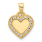 14k Yellow & Rhodium Gold and White Rhodium Diamond-cut Border Heart Pendant