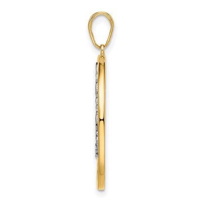 14k Yellow & Rhodium Gold and White Rhodium Diamond-cut Tree of Life Pendant