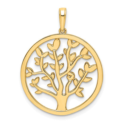 14k Yellow & Rhodium Gold and White Rhodium Diamond-cut Tree of Life Pendant