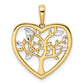 14k Yellow u0026 Rhodium Gold and White Rhodium Diamond-cut Tree of Life Heart Pendant
