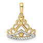 14k Yellow & Rhodium Gold and White Rhodium Diamond-cut Crown Pendant