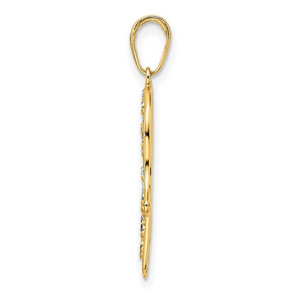 14k Yellow u0026 Rhodium Gold u0026 White Rhodium D/C Fancy Hamsa Pendant