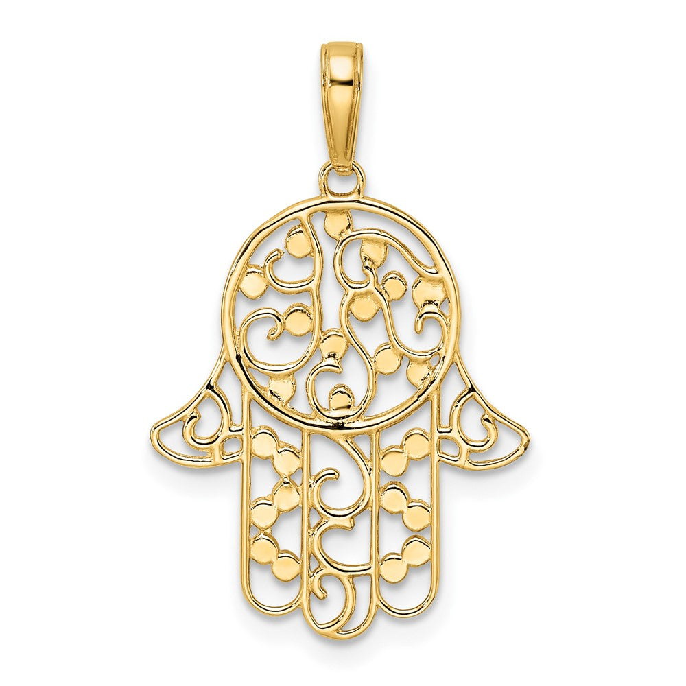 14k Yellow u0026 Rhodium Gold u0026 White Rhodium D/C Fancy Hamsa Pendant